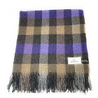 100% Wool Blanket/Throw/Rug Purple Grey & Fawn Check